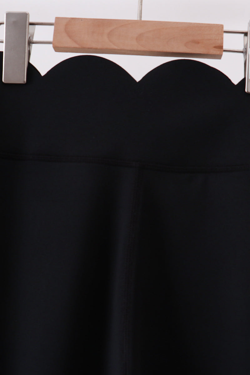 Black Scalloped Yoga Active Leggings