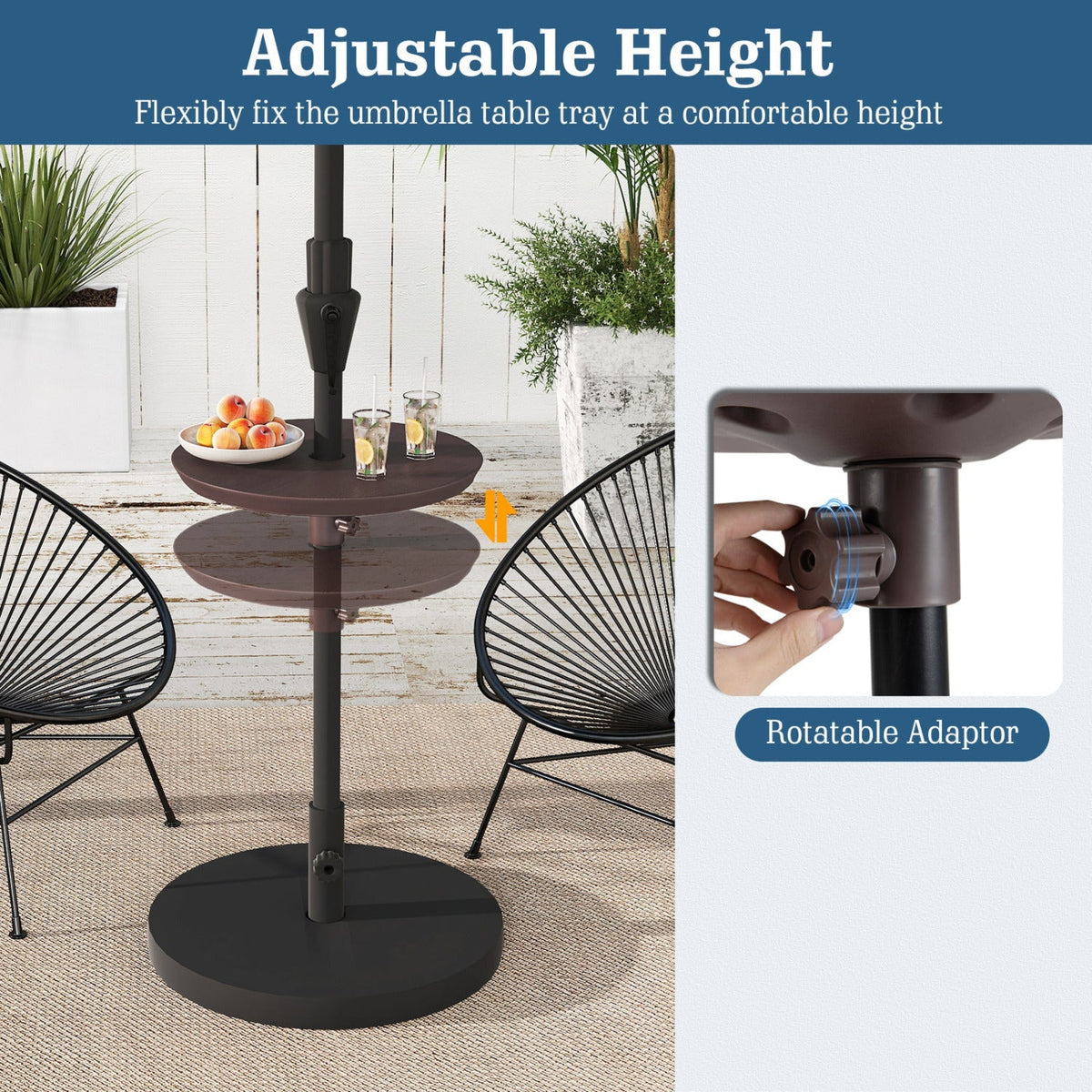 20 Inch Outdoor Adjustable Umbrella Table
