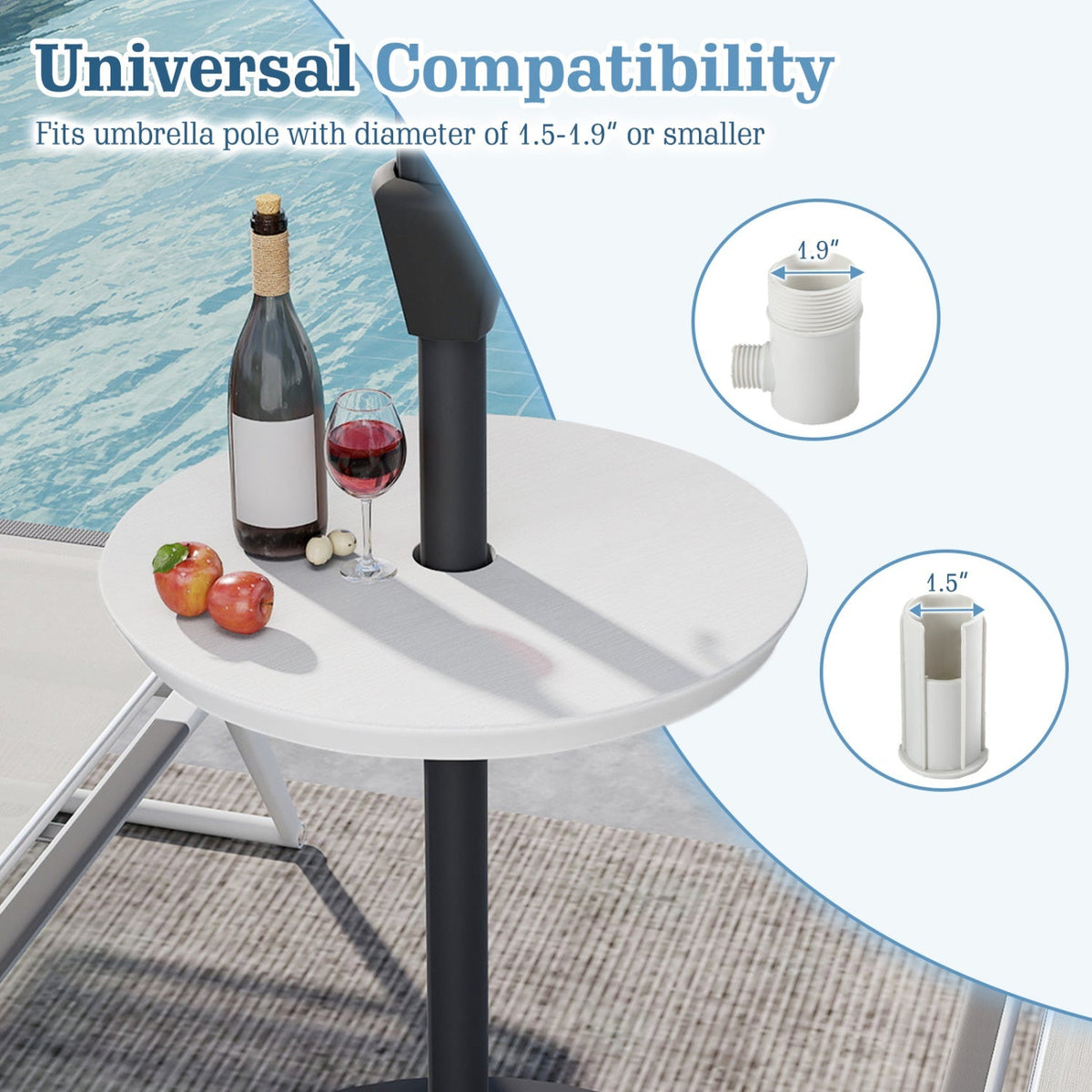 20 Inch Outdoor Adjustable Umbrella Table