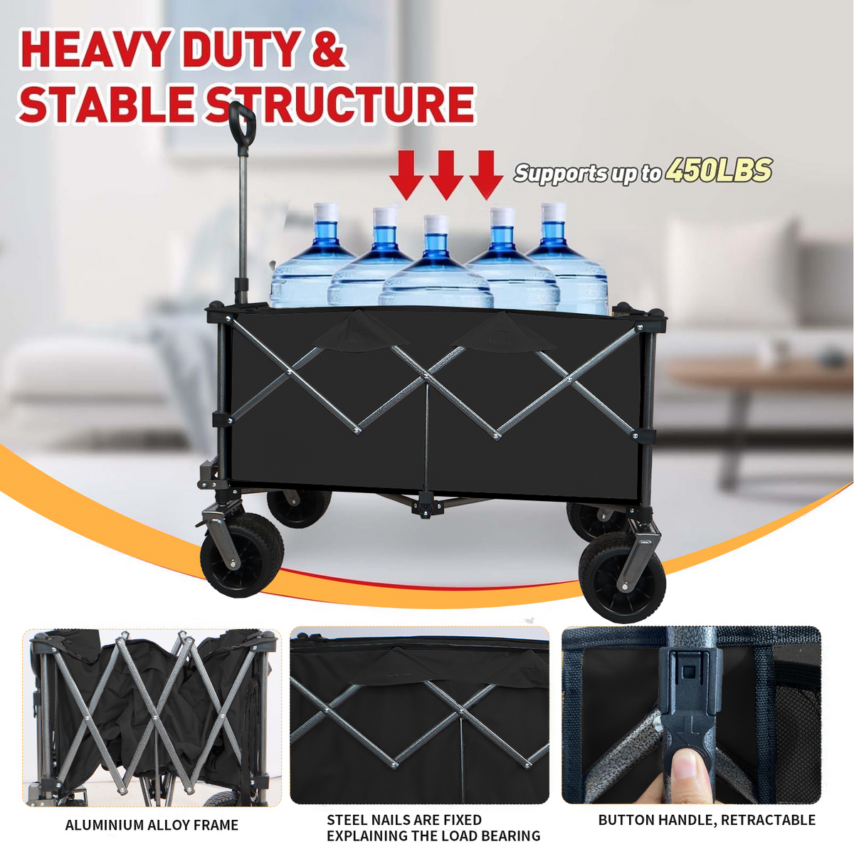 Collapsible Folding Wagon Push/Pull  Beach Cart