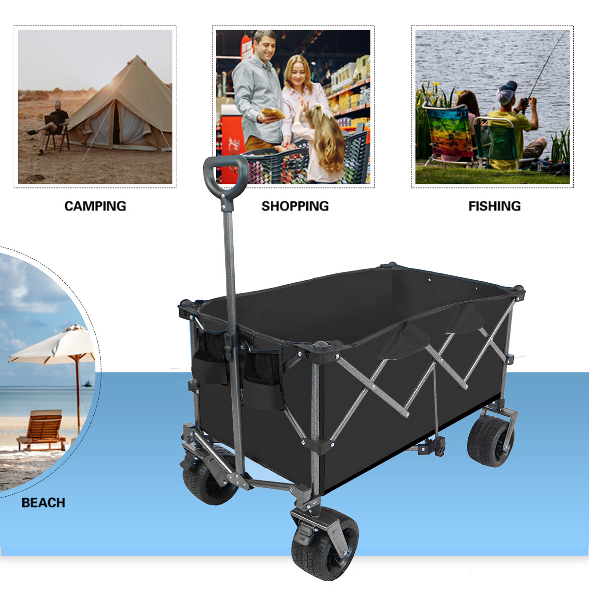Collapsible Folding Wagon Push/Pull  Beach Cart