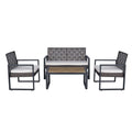 4 Piece Patio Furniture Set With Acacia Wood Table Top & Cushions