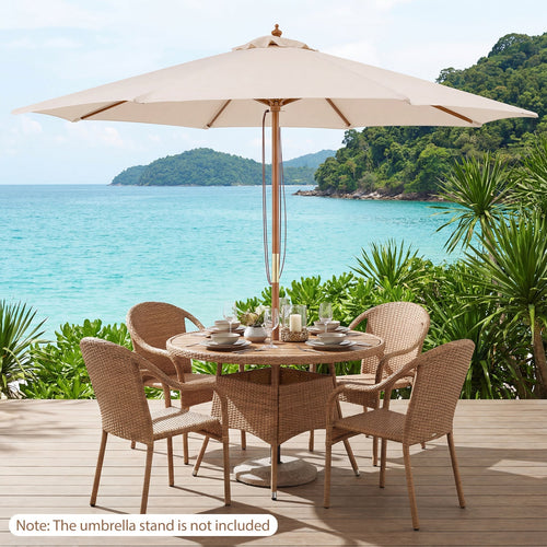 9FT Outdoor patio set with Umbrella and 8 Sturdy Bamboo Rib chairs