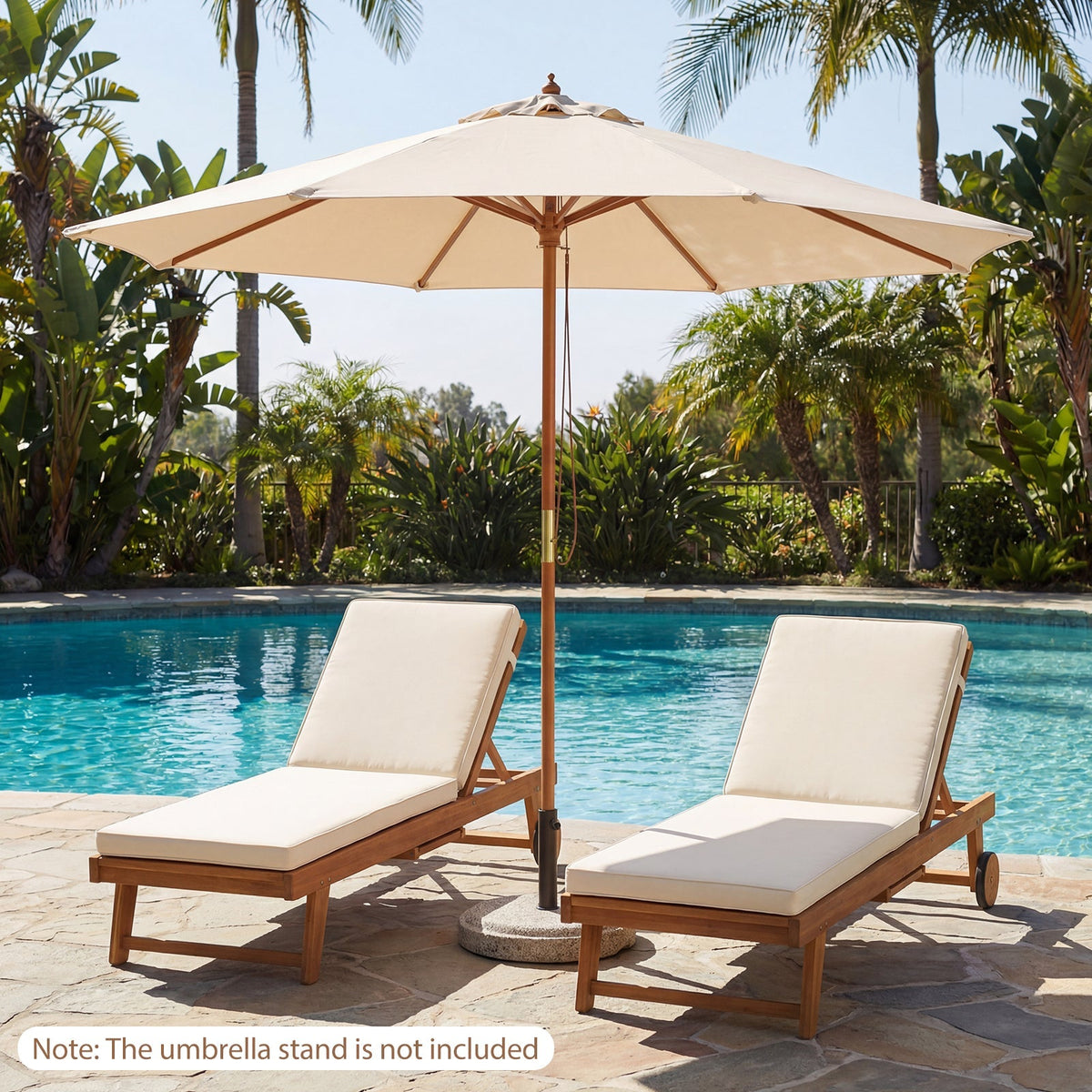 9FT Outdoor patio set with Umbrella and 8 Sturdy Bamboo Rib chairs