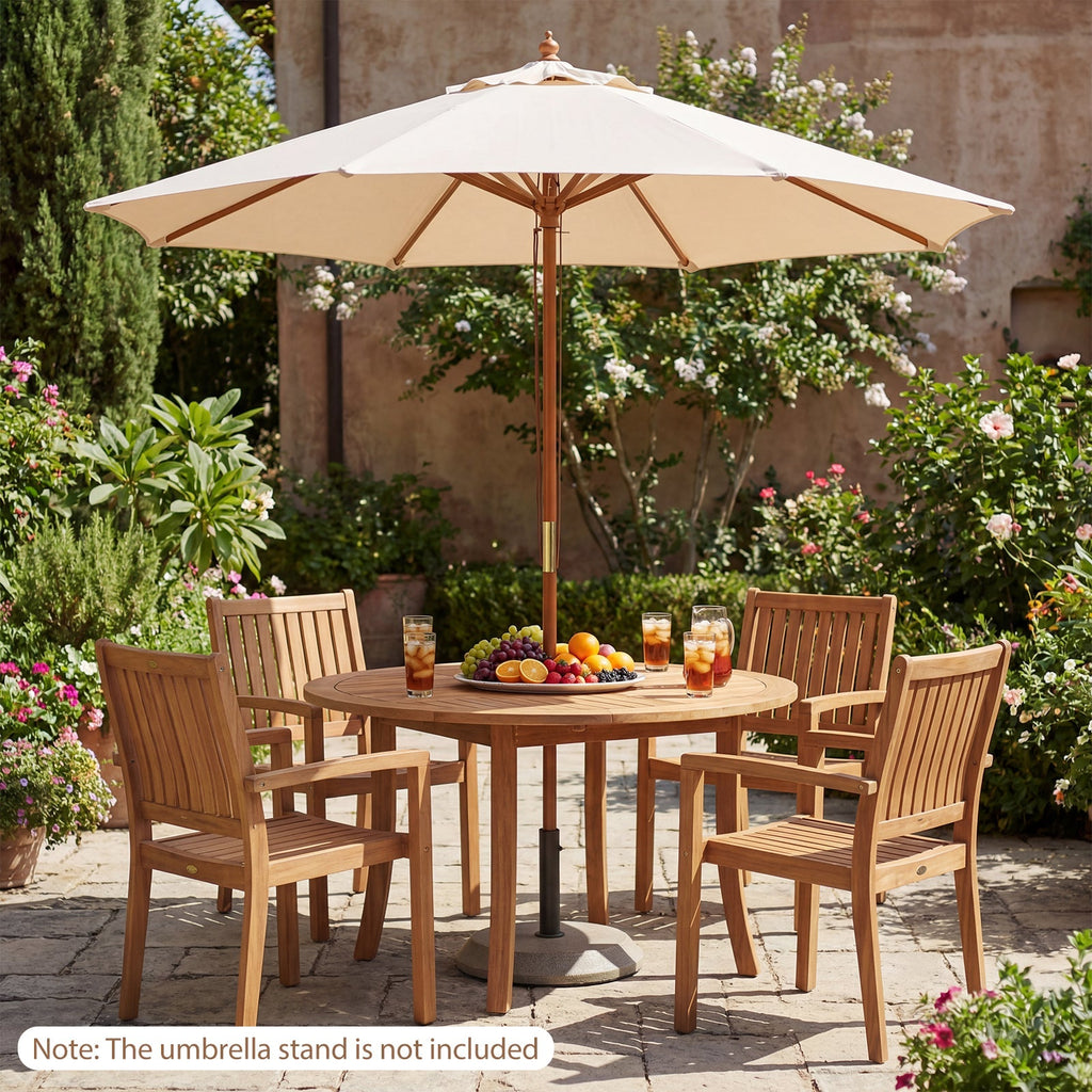 9FT Outdoor patio set with Umbrella and 8 Sturdy Bamboo Rib chairs