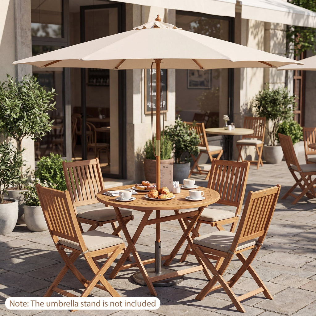 9FT Outdoor patio set with Umbrella and 8 Sturdy Bamboo Rib chairs