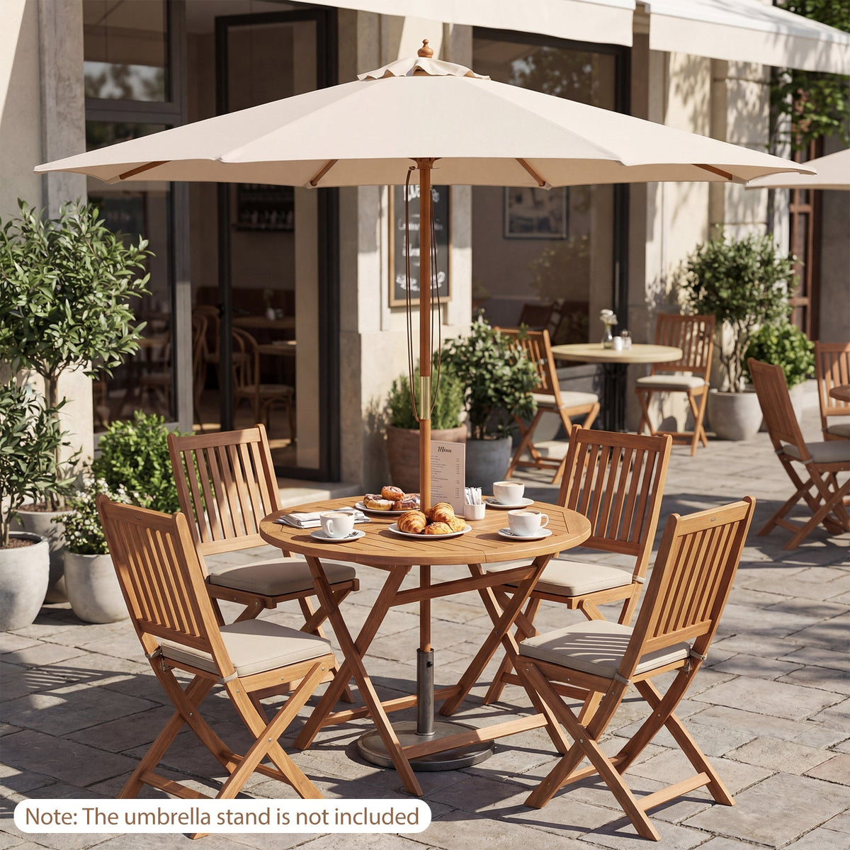 9FT Outdoor patio set with Umbrella and 8 Sturdy Bamboo Rib chairs