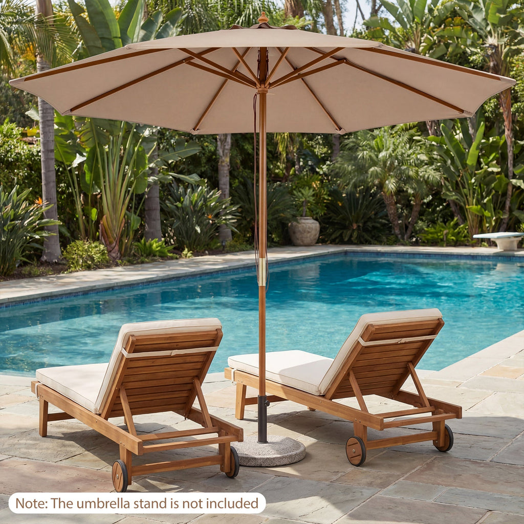 9FT Outdoor patio set with Umbrella and 8 Sturdy Bamboo Rib chairs