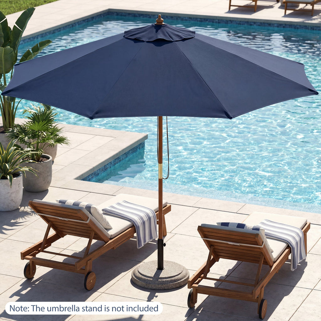 9FT Outdoor patio set with Umbrella and 8 Sturdy Bamboo Rib chairs