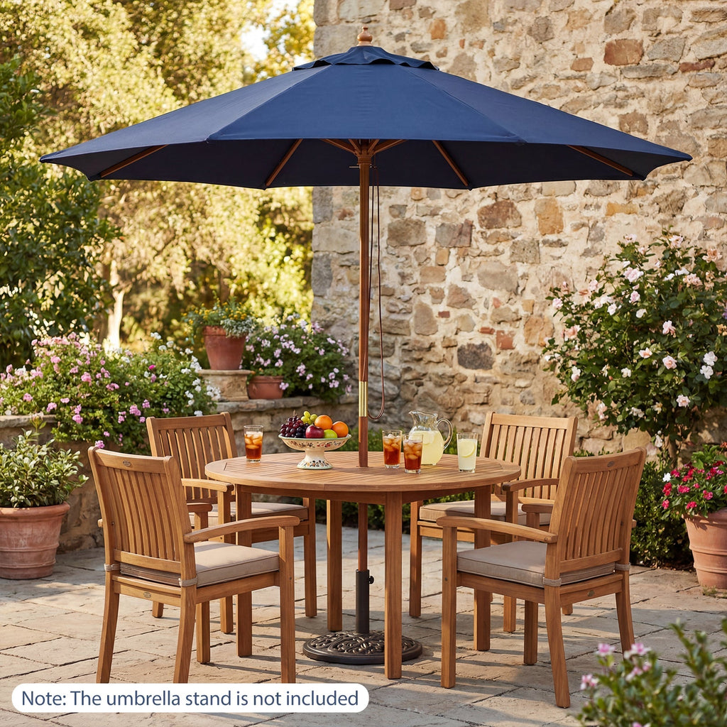 9FT Outdoor patio set with Umbrella and 8 Sturdy Bamboo Rib chairs