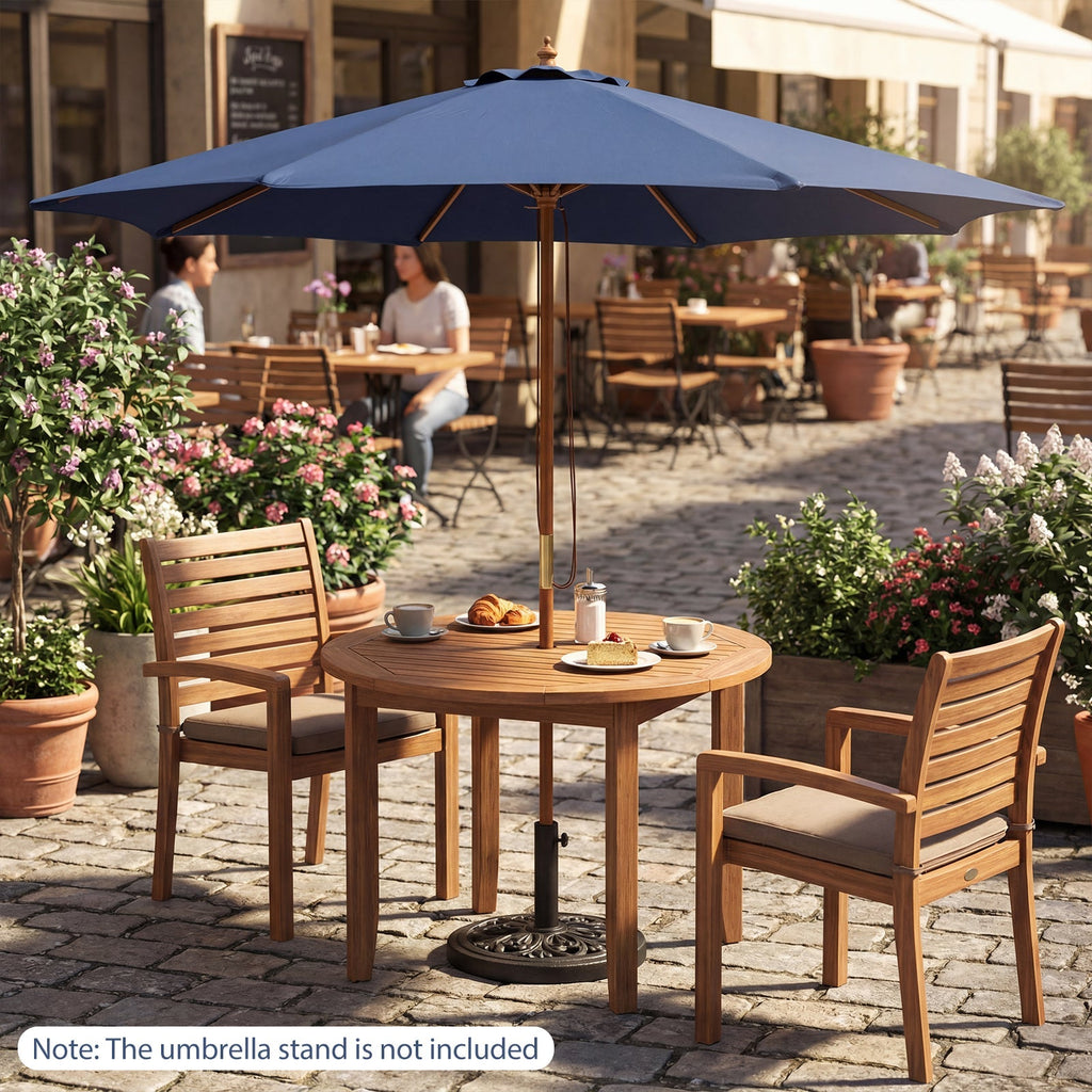 9FT Outdoor patio set with Umbrella and 8 Sturdy Bamboo Rib chairs