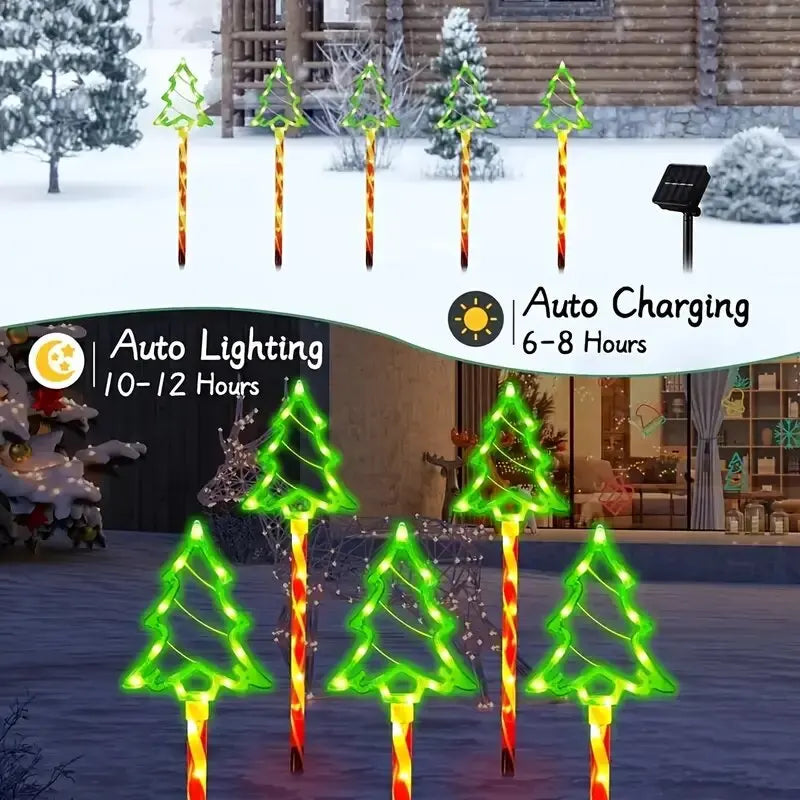 5PC/set Solar Candy Christmas Tree Garden Lights