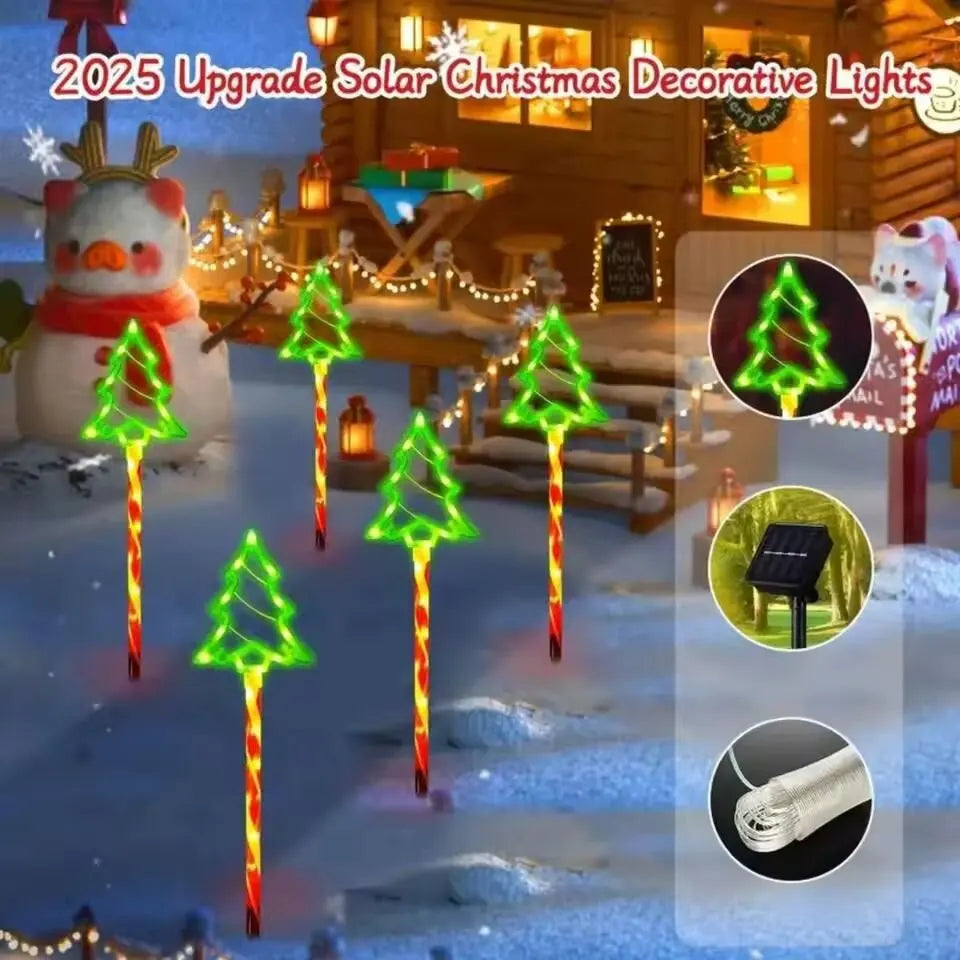 5PC/set Solar Candy Christmas Tree Garden Lights