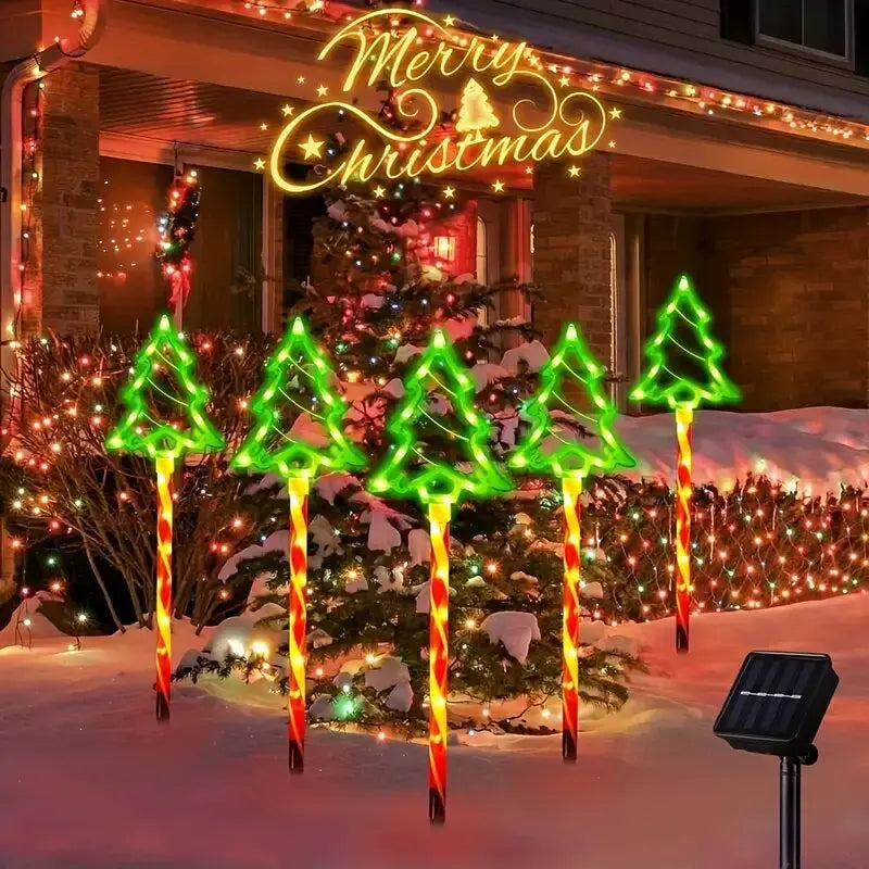 5PC/set Solar Candy Christmas Tree Garden Lights