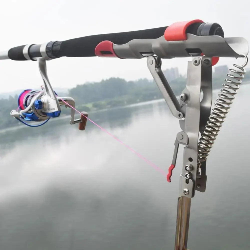 Automatic Stainless Steel Fishing Double Spring Angle Pole Foldable