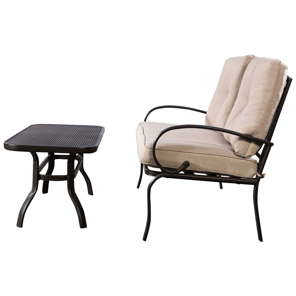 2 Pieces Patio Outdoor Cushioned Coffee Table Set