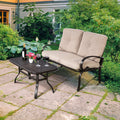 2 Pieces Patio Outdoor Cushioned Coffee Table Set