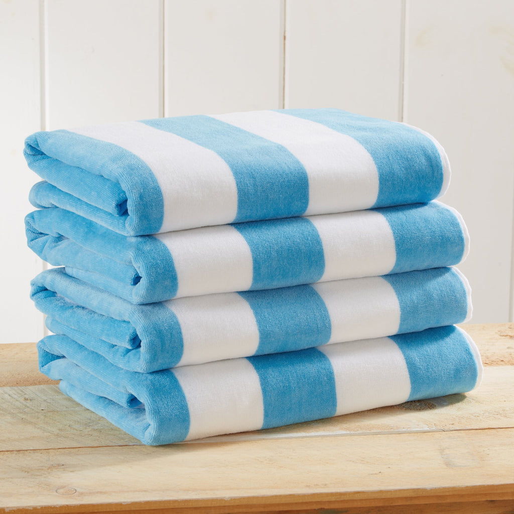 Cotton Velour Cabana Stripe Beach Towel - Novia Collection