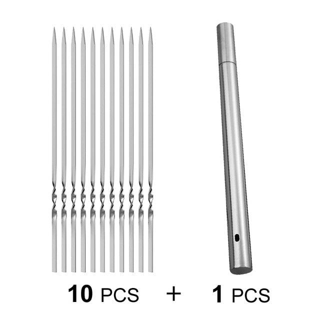 Stainless Steel Barbeque Skewer Storage Tube Reusable Grill Sticks