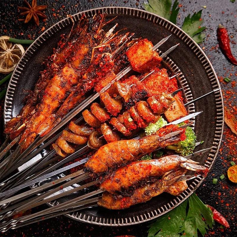 Stainless Steel Barbeque Skewer Storage Tube Reusable Grill Sticks