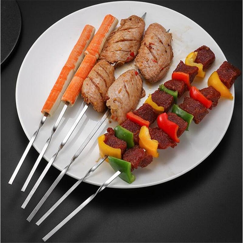 Stainless Steel Barbeque Skewer Storage Tube Reusable Grill Sticks